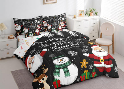 Erosebridal Christmas Twin 7 Piece Comforter Set Snowman Santa Claus Bedding Set Xmas Pine Tree Leaves Snowflake Bed in A Bag with Sheets for Kids Adults Winter Holiday Happy New Year Bed Set