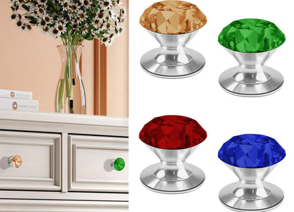 CcHhyyt 4 Pcs Crystal Adhesive Knobs Stick On Cabinet Handle K9 Crystal Pulls Peel and Stick Dresser Pulls for Mirror Cabinet Drill Free Knobs for Glass Sliding Doors Fish Tank Lid Terrarium