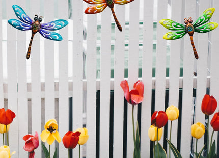 Yonivexis Metal Dragonfly Wall Decor Outdoor wall Art Hanging Decorations Living Room Bedroom Fence Dragonfly Garden Decor, Style1