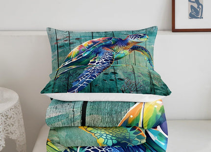 Erosebridal Ocean Themed Bedding Full Cute Sea Turtle Comforter Set for Boys Girls, Coastal Animal Bedding Comforter Sets Underwater Wildlife Duvet Insert, Beach Cabin Quilted Comforter Lightweight