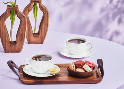KARACA Seashell Porcelain Turkish Tea Cups & Saucers Set for 6, 200ml