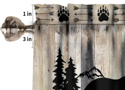 Djaby Bear Valance Curtains, Wild Animals Rustic Cabin Forest Bear Print Wooden Board Small Valance Curtains for Bedroom Living Room 54x18inch