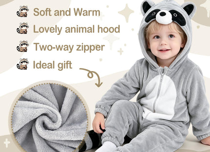 UPZAI Baby Raccoon Costume Halloween: Toddler Raccoon Costume Animal Romper