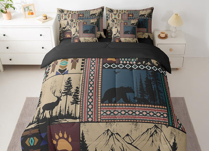 Feelyou Kids Bear Deer Comforter Set with Sheets Full Size Wild Animal 7 Pieces Bedding Set for Boys Girls Bedroom Decor Rustic Cabin Country Western Farmhouse Hunting Southwestern Bed in a Bag Soft