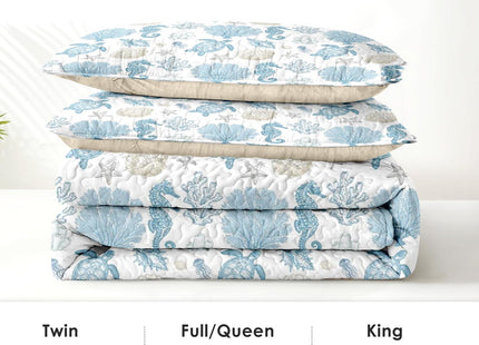 Pamnest Queen Quilt Set, 3 Pieces Sea Shell Coral Bedding, Bedspread