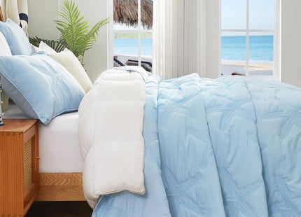 EVENHUG Coastal Quilt Sets King Size Summer Soft Lightweight Beach Bedding Set with Pillow Shams Nautical Bedspread Coverlet for All Season (Blue 90''x90'')