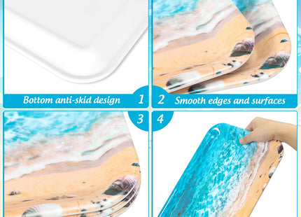 JarThenaAMCS 3Pcs Summer Beach Serving Trays Reusable Serving Dishes Ocean Wave Sand Seashell Starfish Platter for Outdoor Party Serving Food Snacks Fruits Dessert