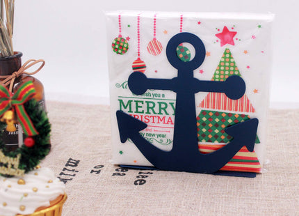BetyHom Vintage Metal Nautical Anchor Napkin Holder (BLUE)