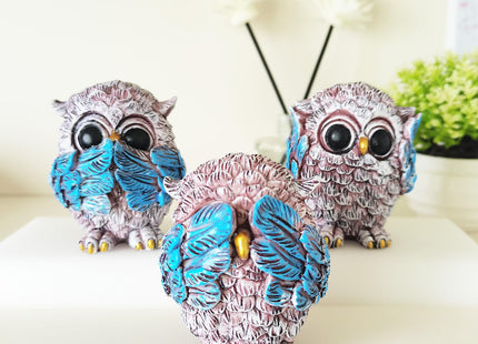 keqmsxi 3 Pcs Owl Decor Statue,Small Sculptures Owl Gifts for Women Men