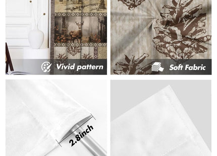 Rustic Farmhouse Kitchen Curtains Mini 27.5'' W x 39'' L Bear Deer Cabin Western Brown Country Style Antique Vintage Retro Woodland Short Small Cafe Room Window Drapes Treatment Tiers Fabric 1 Pair