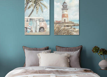 ARTISTIC PATH Beach Coastal Lighthouse Canvas Wall Art 16"x24"x2 PCS