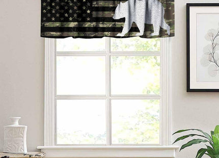 SHElifestyle Rustic Camo Bear Window Curtain Valance, Vintage US Flag Camouflage Hunting Forest Country Farmhouse Window Treatment Valance for Kitchen Bedroom Living Room 54x18inch