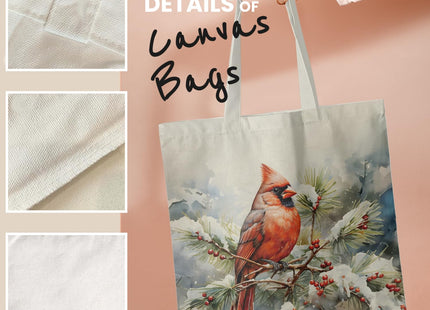 Veqzc Cardinal Christmas Canvas Tote Bag for Women - Red Cardinal Gifts, Christmas Reusable Grocery Bags