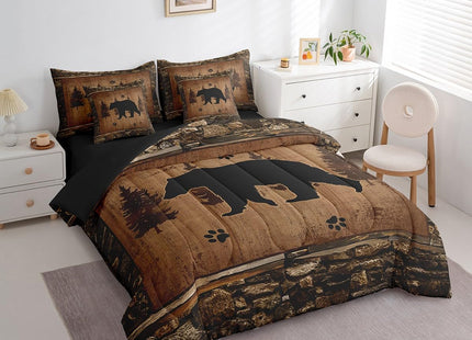 Feelyou Bear Comforter Set with Sheets - Twin Size 7 Piece Kids Rustic Bear