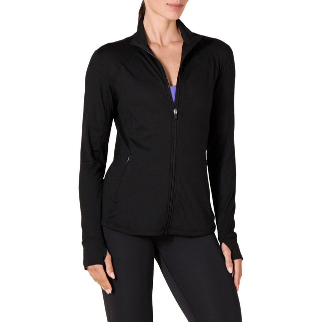 Amazon Essentials Women's Fleece Full-Zip Jacket - Brushed Tech Stretch, Black, Large (Available in Plus Size)