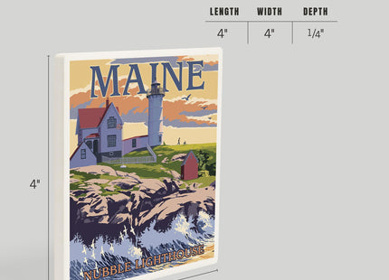 Lantern Press York, Maine, Nubble Lighthouse (Absorbent Ceramic Coaster, Single, Cork Back, Kitchen Table Decor)