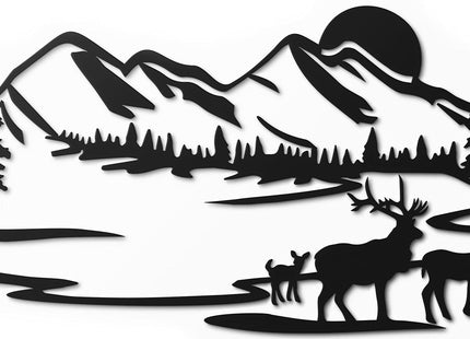 Vivegate Rustic Forest Wall Art - 17.5'X8.5' Metal Deer Decorations for Home Cabin Bathroom Wildlife Pictures