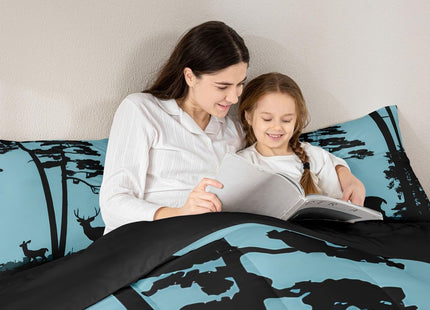 Erosebridal Deer Toddler Bedding Set Wild Animals Deer Comforter Set Western Rustic Cabin Down Comforter for Kids Teens Country Jungle Pine Tree Bed Set Bedroom Decor Natural Forest Decor