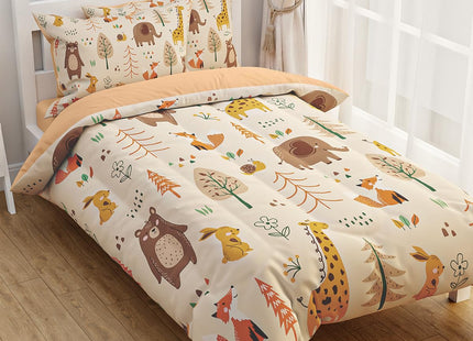 SANDJEST Woodland Animal Full Bedding Sets with 4-Pieces (Includes 1 Comforter, 1 Fitted Sheet 2 Pillowcases), Comforters Bed Set Bedroom Decor