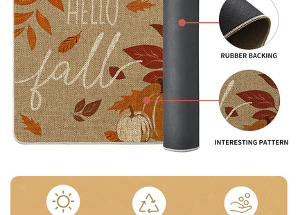 Artoid Mode Maple Leaf Pumpkin Fall Kitchen Mats Set of 2-17x29+17x59