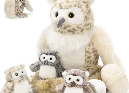 MorisMos 7Pcs Owl Plush Set, 15 Inch Mommy Owl with Babies, Eggs and Nest