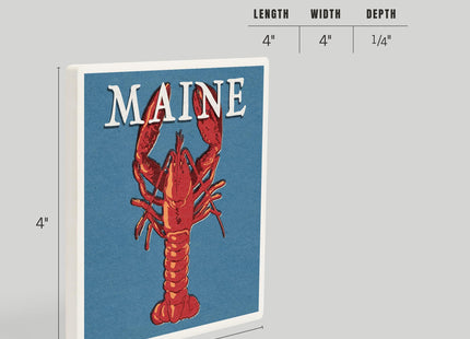 Lantern Press Maine, Lobster Woodblock (Absorbent Ceramic Coaster, Single, Cork Back, Kitchen Table Decor)