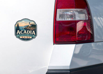 Retro Style USA Maine Acadia National Park Travel Sticker, Waterproof Car Bumper Vinyl Decal, 2 Inch