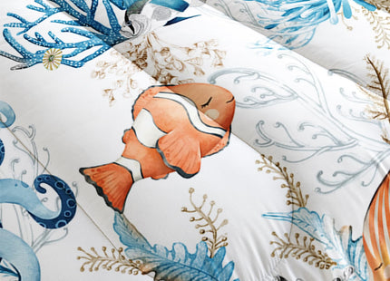 Blue Sea Turtle Themed Comforter Set 3Pcs Queen for Kid Teen Girl Boy Adult