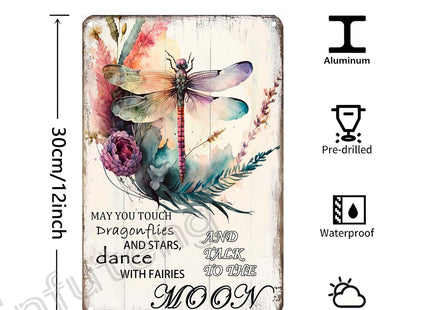 Dragonfly Metal Sign 8x12 - Whimsical Fairy Wall Decor