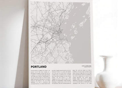 ghNDJdk Portland Map, Travel Maine, Housewarming Gift Canvas Poster Bedroom Sports Landscape Office Room Decor Gift StyleFrame 12x18inch