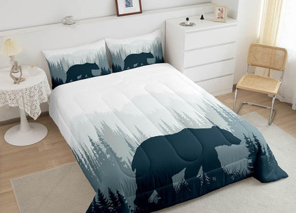 Woodland Comforter Set Kids Boys Girls Teens,Bear Wild Animal Twin