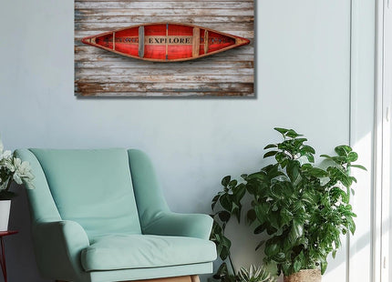 Personalized Custom Wooden Wall Art - Rustic Red Canoe Sign for Cabin and Lake House Decor - Handcrafted UV Printed Solid Wood Plaque for Living Room, Office, Unique Gift(Style D)