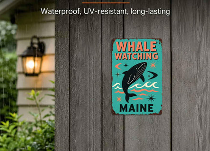 Whale Watching Maine Vintage Metal Wall Art Signs 8X12 Inch