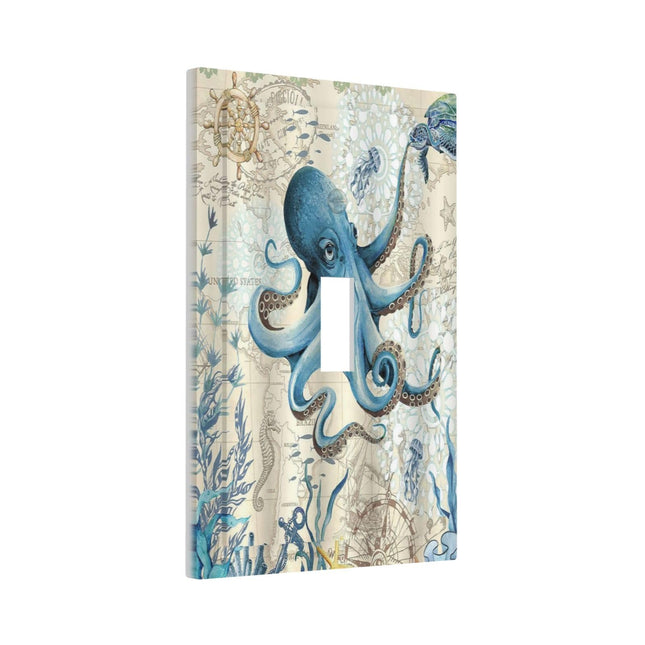 Octopus Nautical Kraken Compass Anchor 1 Gang Light Switch Covers Decorative Unique Single Toggle Wall Plate Switchcover Electrical Switchplate for Kitchen Bathroom Bedroom Decor