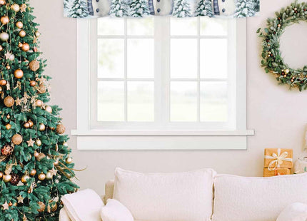 Litter Star Snowman Christmas Window Valance,Winter Snow Scene Valances for Kitchen Windows,Forest Rod Pocket Valance Curtain,Short Curtains Window Treatment for Bedroom Living Room 54x18in