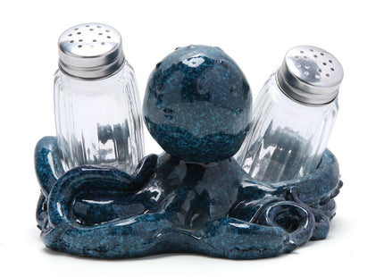 Hodao Octopus Salt and Pepper Shaker Set with Holder, Beach Kitchen Decor