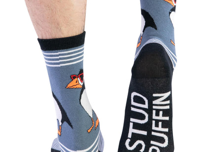 Lazy One Men and Women's Funny Socks, Gag Gifts For Men (Stud Puffin, Men)