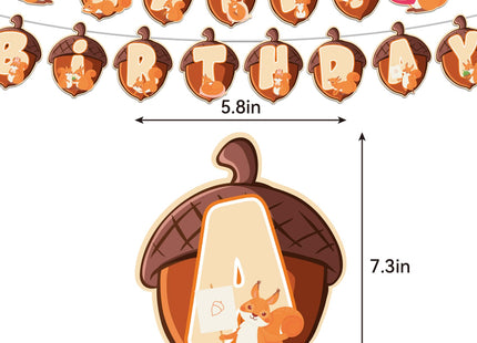 Woodland Animals Squirrel Party Supplies - Includes Squirrel Birthday Banner, Cake Topper, Cupcake Toppers & Balloons for Zoo Animals Themed Party