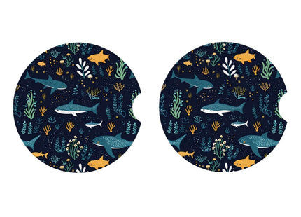 KOSUES Whale Shark Underwater Sea Life Absorbent Ceramic Car Coasters