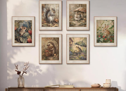 Woodland Animal Nursery Canvas Wall Art, 8x10inch Unframed