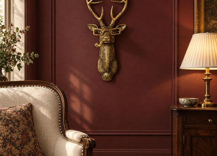UITWMKTG Gold Deer Head Wall Decor - Modern Animal Wall Sculpture, Deer Wall Art for Living Room, Bedroom, Office, Gold Wall Hanging Home Decoration