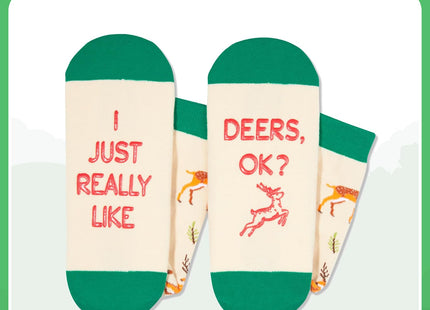 HAPPYPOP Funny Deer Socks for Women - Cute Deer Stuff Gifts for Men