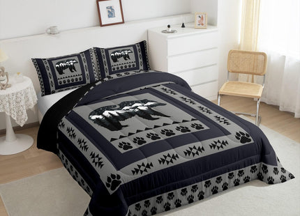 Feelyou Western Rustic Bear Comforter Set Twin for Kids Boys Girls Bedding
