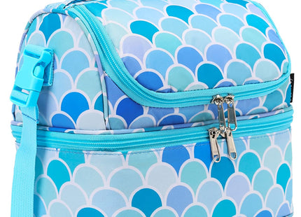 FlowFly Double Decker Cooler Insulated Lunch Bag Large Tote for Boys, Girls, Men, Women, With Adjustable Strap (Mermaid)