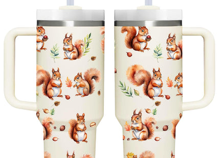40 OZ Squirrel Tumbler with Handle.Squirrel Lover Cup Gift.40 OZ Unique Birthday Christmas Squirrel Tumblers Gifts for Women Men.