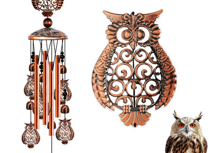 JUNQIU Owl Wind Chimes for Outside, Owl Gifts for Women & Mom, Owl Decor