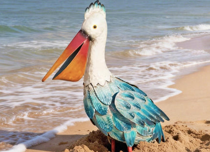 Kircust Pelican Statue Outdoor Bird Sculptures Home Decor Pond Ornaments Metal Yard Art Sculptures for Backyard Porch Patio Pond Decorations