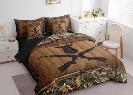 Feelyou Deer Comforter Set with Sheets 7 Piece Twin Size Rustic Hunting Bedding Set for Kids Boys Girls Cabin Lodge Deer Bed in a Bag Farmhouse Nature Wildlife Room Decor Antlers