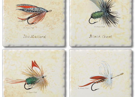 Thirstystone Fly Fishing Lures 4 Pack Tumbled Tile Stone Coasters