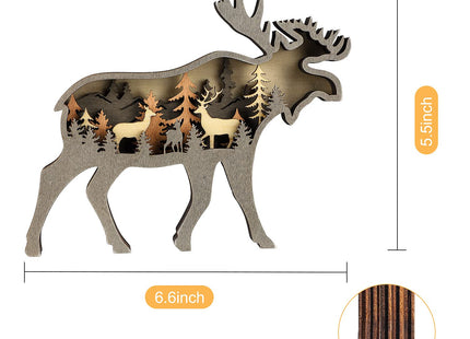 Laozai Cabin Decor Wooden Deer Wall Art